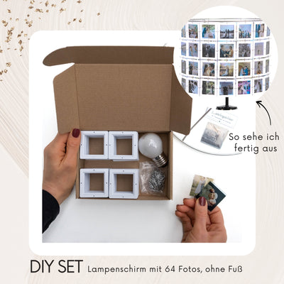 DIY Set Bausatz für Diarahmen Lampenschirm mit allem Zubehör und weißen Rahmen