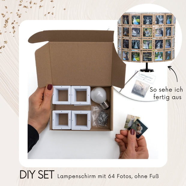 DIY Set Bausatz für Diarahmen Lampenschirm mit allem Zubehör und taupe Rahmen