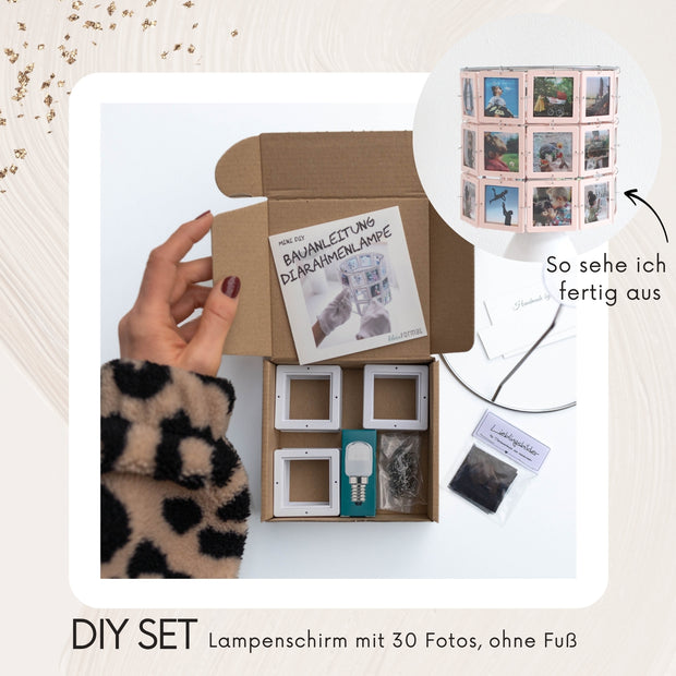 DIY Set Bausatz für Diarahmen Lampenschirm mit allem Zubehör und 30 rosa Rahmen