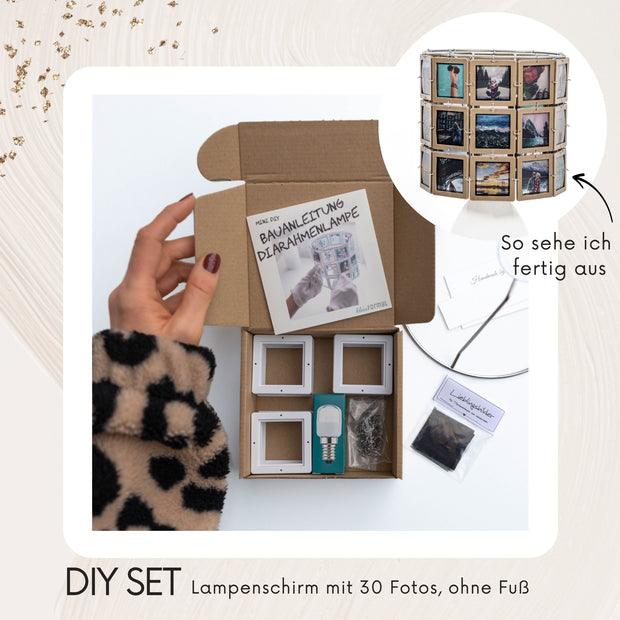 DIY Set Bausatz für Diarahmen Lampenschirm mit allem Zubehör und taupe Rahmen