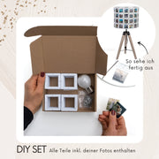 DIY Set Bausatz für Diarahmen Fotolampe Henri mit allem Zubehör und grauen Rahmen