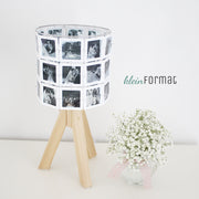 Personalisierte Fotolampe kleinANNI- Rahmen weiß - 30 Hochzeitsfotos in Schwarzweiß – Tischlampe