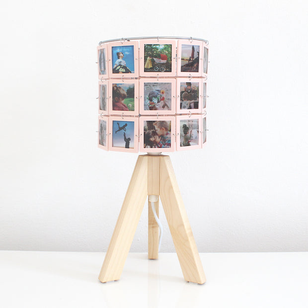 Personalisierte Fotolampe kleinANNI selbst gestalten- rosa Rahmen - 30 Familienfotos in Originalfarbe