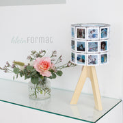 Personalisierte Fotolampe kleinANNI- Rahmen weiß - 30 Familienfotos in Originalfarbe - Blumen