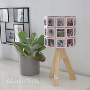 Personalisierte Fotolampe kleinANNI- 30 Familienfotos in Originalfarbe - Rahmen rosa – selbst gestalten